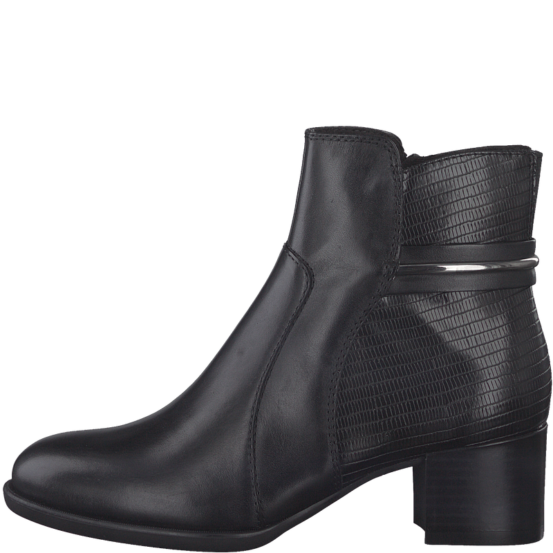 TAMARIS WOMENS 25353-29 BLACK Leather Heeled Ankle Boot