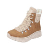 RIEKER WOMENS 48030-24 MORELIA Tan Nubuck/Beige Teddy Lace-up Warmlined Boot