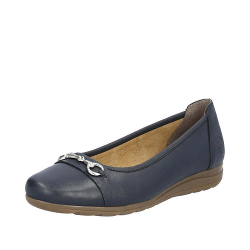 RIEKER WOMENS L9360-14 GURGAON Navy Leather Pump