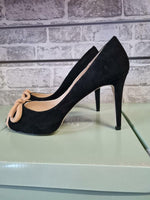 ORLANDO WOMENS 1555 VANESSA Black Suede High Heel Peep-Toe Court Shoe