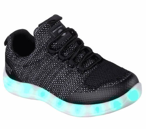 SKECHERS 90642L/BLK Energy Lights Street, Black Lace-Up Trainer with Lights Sole