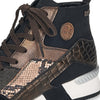 RIEKER WOMENS N7610-00 MOROKKO Black/Bronze Combination Hightop Ankleboot