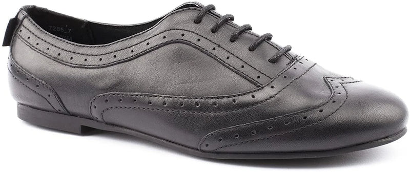 ANGRY ANGELS KIDS 7285_7 DANDY Black Leather Brogue Style Lace-Up