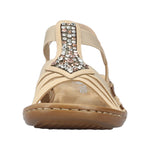 RIEKER WOMENS 60803-20 Light Tan Embellished Slip-on Sandal