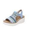 RIEKER WOMENS 69172-91 HIMARI Blue/Multi Knitted Wedge Sandal