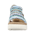 RIEKER WOMENS 69172-91 HIMARI Blue/Multi Knitted Wedge Sandal