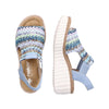 RIEKER WOMENS 69172-91 HIMARI Blue/Multi Knitted Wedge Sandal