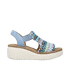 RIEKER WOMENS 69172-91 HIMARI Blue/Multi Knitted Wedge Sandal