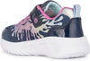 GEOX KIDS J45E9C J ASSISTER Girls Navy/Multi Velcro Trainer with Lights