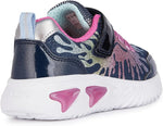 GEOX KIDS J45E9C J ASSISTER Girls Navy/Multi Velcro Trainer with Lights