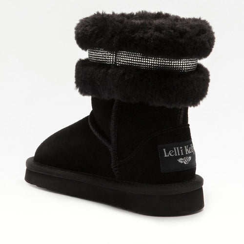 LELLI KELLY KIDS LK3766 MICHELLE Black Suede/Sheepskin Short Boot