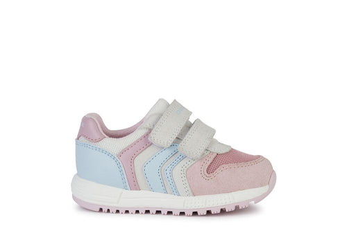 GEOX KIDS B453ZA ALBEN Baby Girl White/Rose Retro Style Sneaker