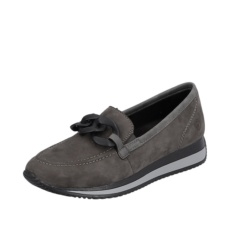 REMONTE WOMENS D0H10-45 COLUMBO Grey Smoke  Leather Slip-On Shoe