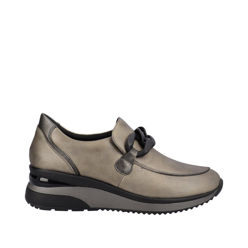 REMONTE WOMENS D2412-91  ROCK  'Old' Silver Leather Slip-On Shoe