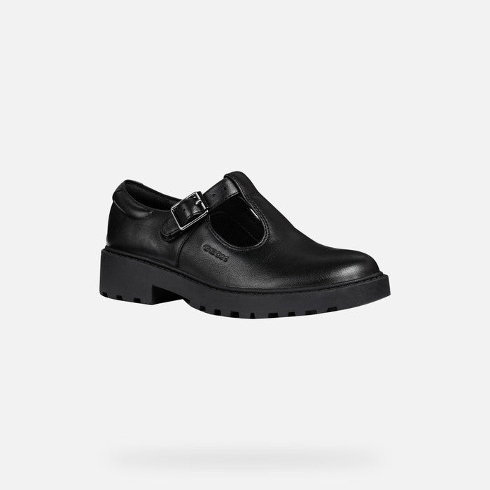 GEOX KIDS J8420E CASEY GIRL Black Leather Shoe