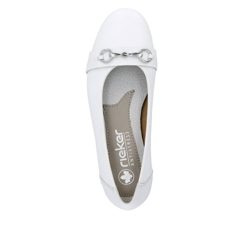 RIEKER WOMENS L9360-80 WHITE Leather Pumps