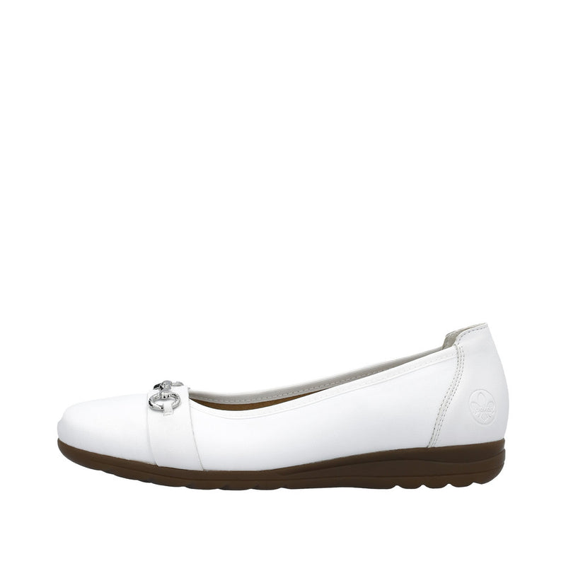 RIEKER WOMENS L9360-80 WHITE Leather Pumps