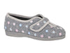 SLEEPERS WOMENS LS182F MATILDA Grey Floral Embroidered Touch Fastening Slipper