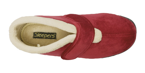 SLEEPERS WOMENS LS342BD AMELIA Burgundy Velcro Bootee Slipper