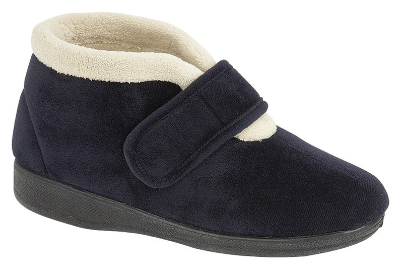 SLEEPERS WOMENS LS342C AMELIA Navy Velcro Bootee Slipper