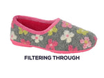 SLEEPERS LS382FM GRACIE Womens Grey/Multi Flower Mule Slipper