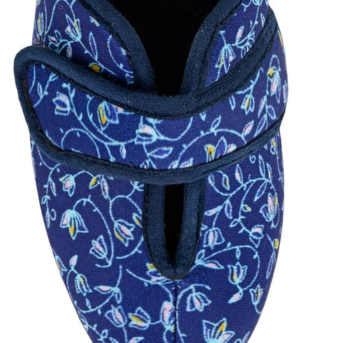 SLEEPERS LS941NC IVY Womens Navy Velcro EE Fit Full Slipper