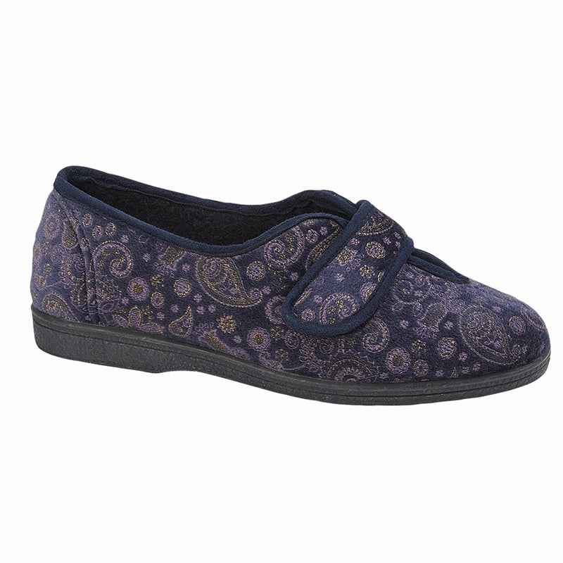 SLEEPERS LS941NC IVY Womens Navy Velcro EE Fit Full Slipper