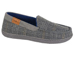 Zedzzz MENS MS407F `NEVILLE´ Grey Tweed Textile Moccasin Slipper