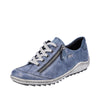 REMONTE WOMENS R1402-15  LIV Blue Metallic leather TEX Lace-Up Shoe