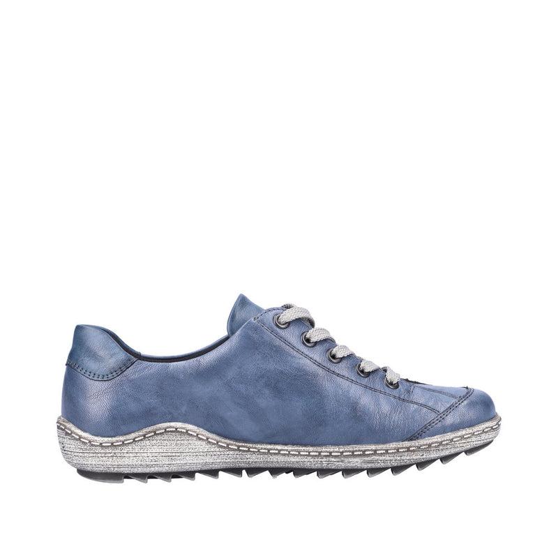 REMONTE WOMENS R1402-15  LIV Blue Metallic leather TEX Lace-Up Shoe