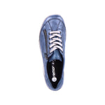 REMONTE WOMENS R1402-15  LIV Blue Metallic leather TEX Lace-Up Shoe