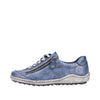 REMONTE WOMENS R1402-15  LIV Blue Metallic leather TEX Lace-Up Shoe