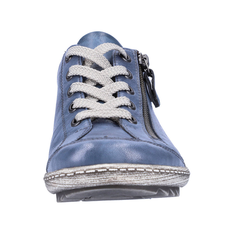 REMONTE WOMENS R1402-15  LIV Blue Metallic leather TEX Lace-Up Shoe