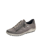 REMONTE WOMENS R1402-44  LIV Grey Metallic leather TEX Lace-Up Shoe