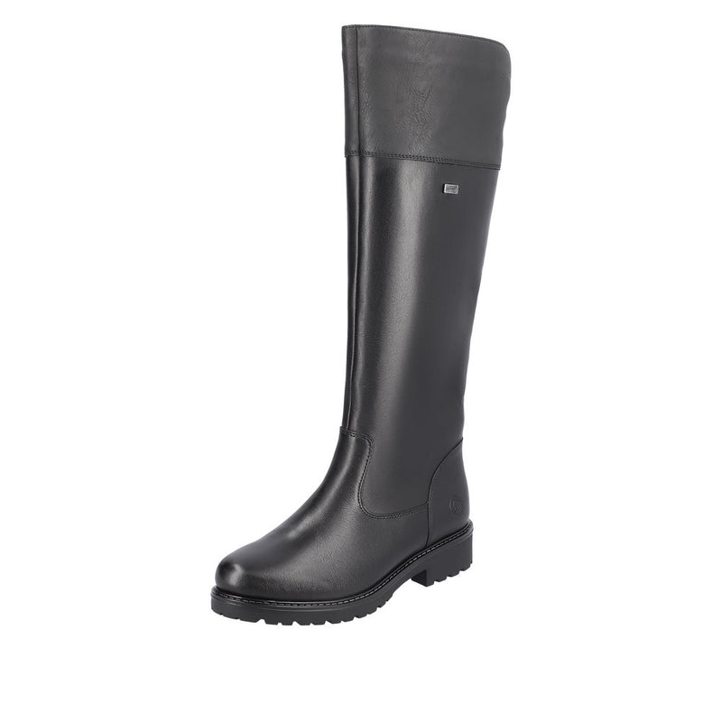 REMONTE WOMENS R6581-04 Black Leather 'TEX' Long Boot