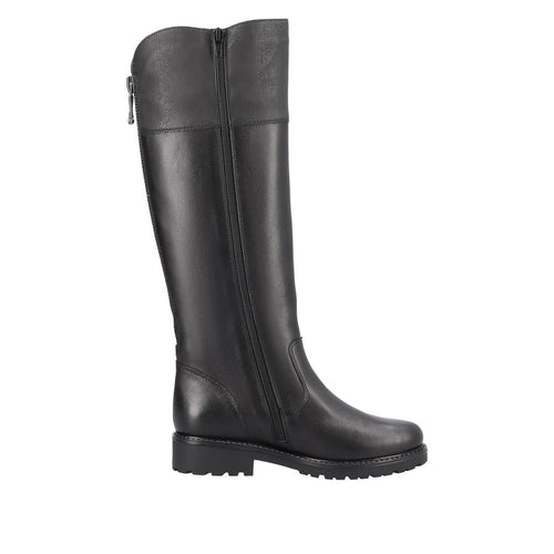 REMONTE WOMENS R6581-04 Black Leather 'TEX' Long Boot