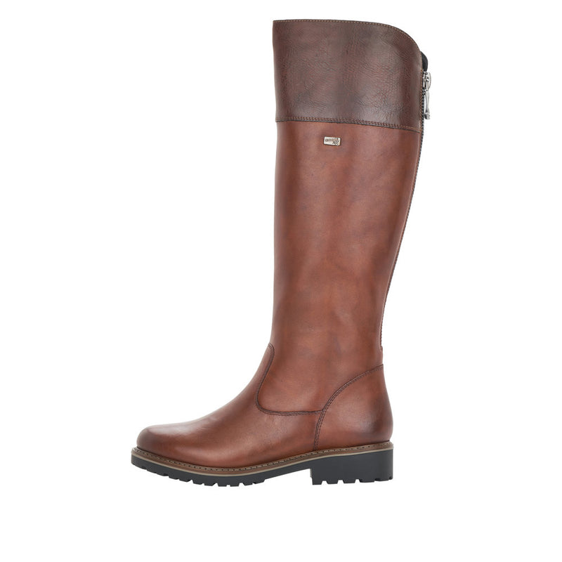 REMONTE WOMENS R6581-22Chestnut Brown Leather 'TEX' Long Boot