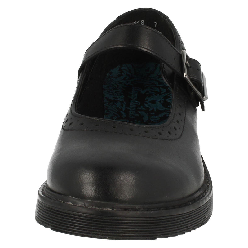 ANGRY ANGELS KIDS 7318-7 ROSIE M Width Black Leather,Riptape School Shoes