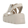 RIEKER WOMENS W1550-60  BARCRO Cream Leather Strap Wedge Sandal