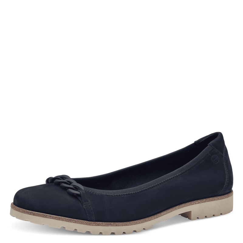 TAMARIS WOMANS 22125 Navy Leather Ballerina Loafer