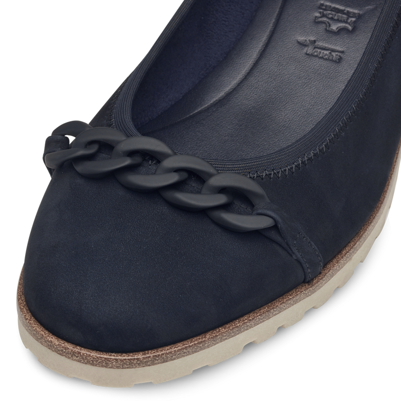 TAMARIS WOMANS 22125 Navy Leather Ballerina Loafer