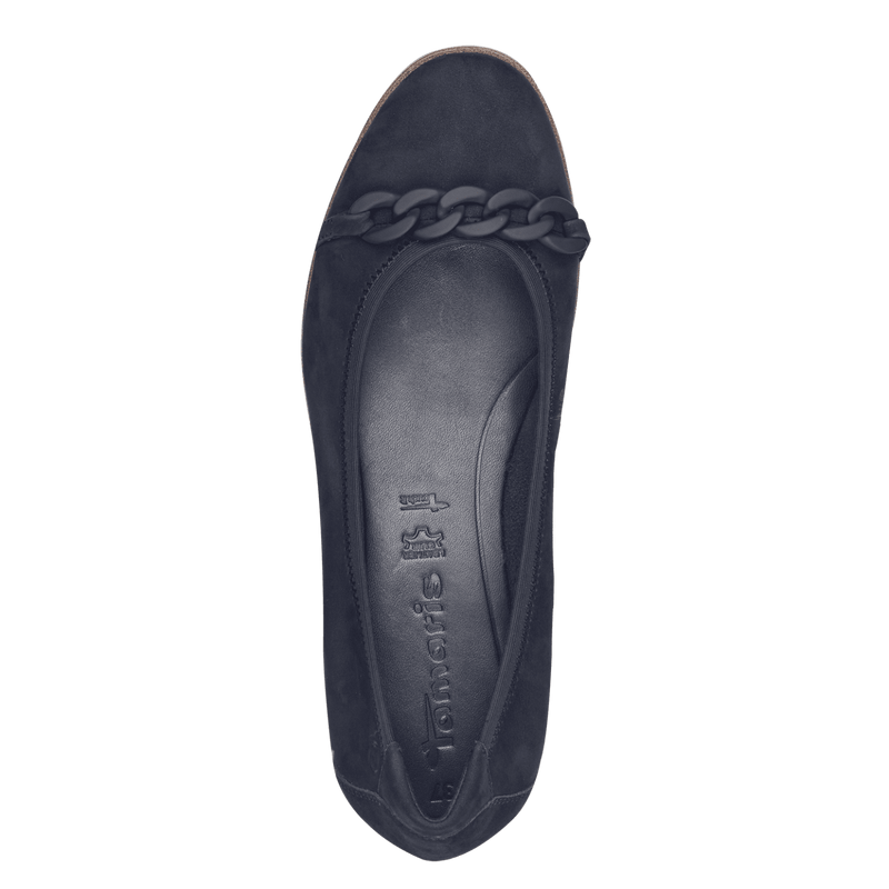 TAMARIS WOMANS 22125 Navy Leather Ballerina Loafer