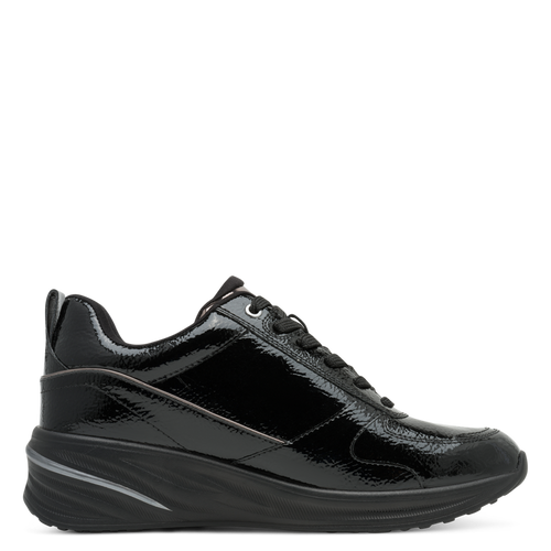 TAMARIS WOMENS  23754-45 018 Black Patent Comb Wedge Trainer