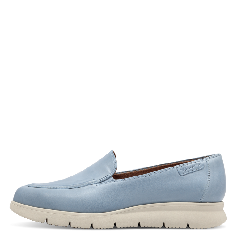 TAMARIS WOMENS 24629 Light Blue Leather Loafer