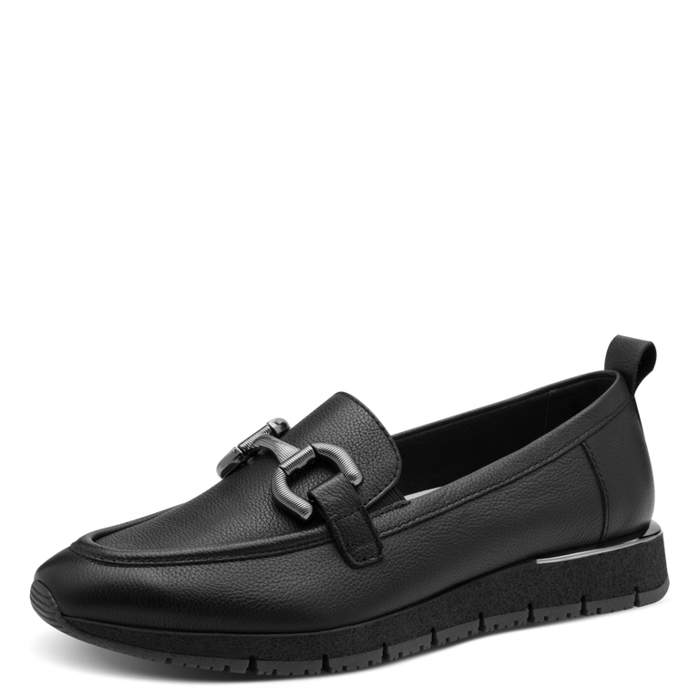 TAMARIS WOMENS 24711-42 003 Black Leather Loafer
