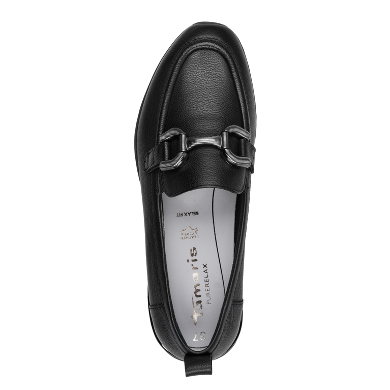 TAMARIS WOMENS 24711-42 003 Black Leather Loafer