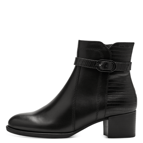 TAMARIS WOMENS 25041-001 BLACK Leather Heeled Ankle Boot