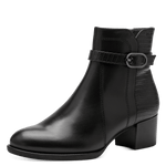 TAMARIS WOMENS 25041-001 BLACK Leather Heeled Ankle Boot