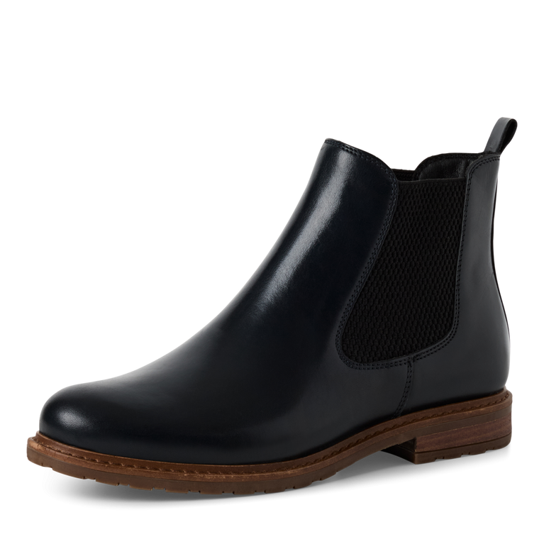 TAMARIS WOMENS 25056-41 848 Navy Leather Chelsea Style Ankle Boot