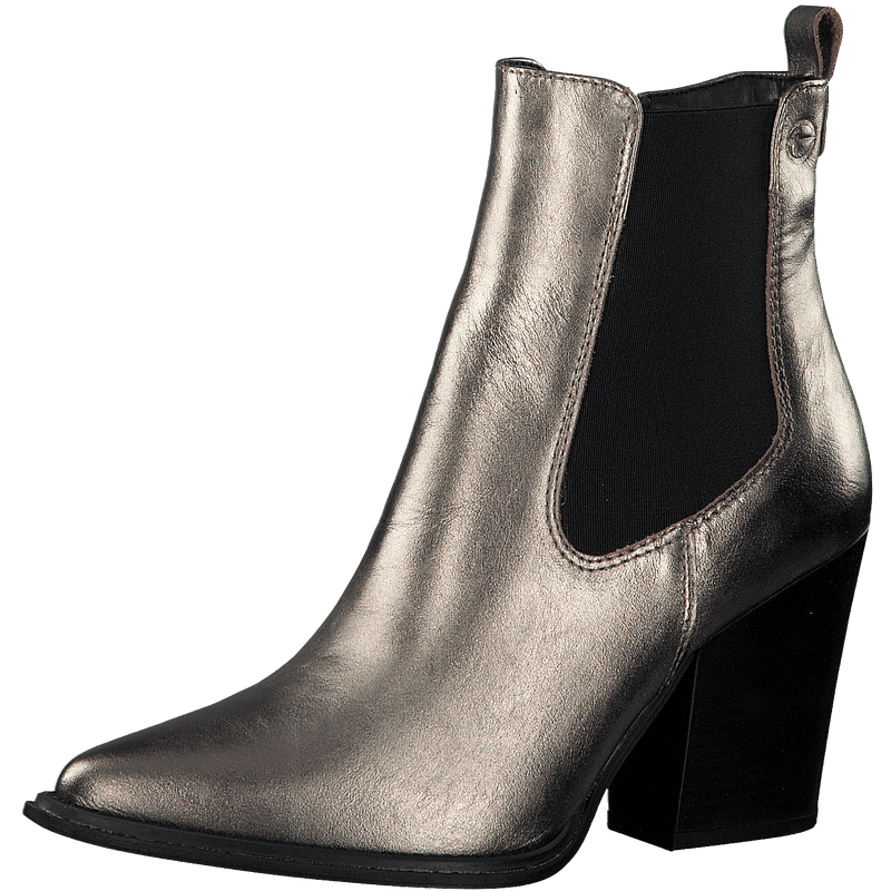 TAMARIS WOMENS 25068-41 PLATINUM Leather Heeled Western Ankle Boot